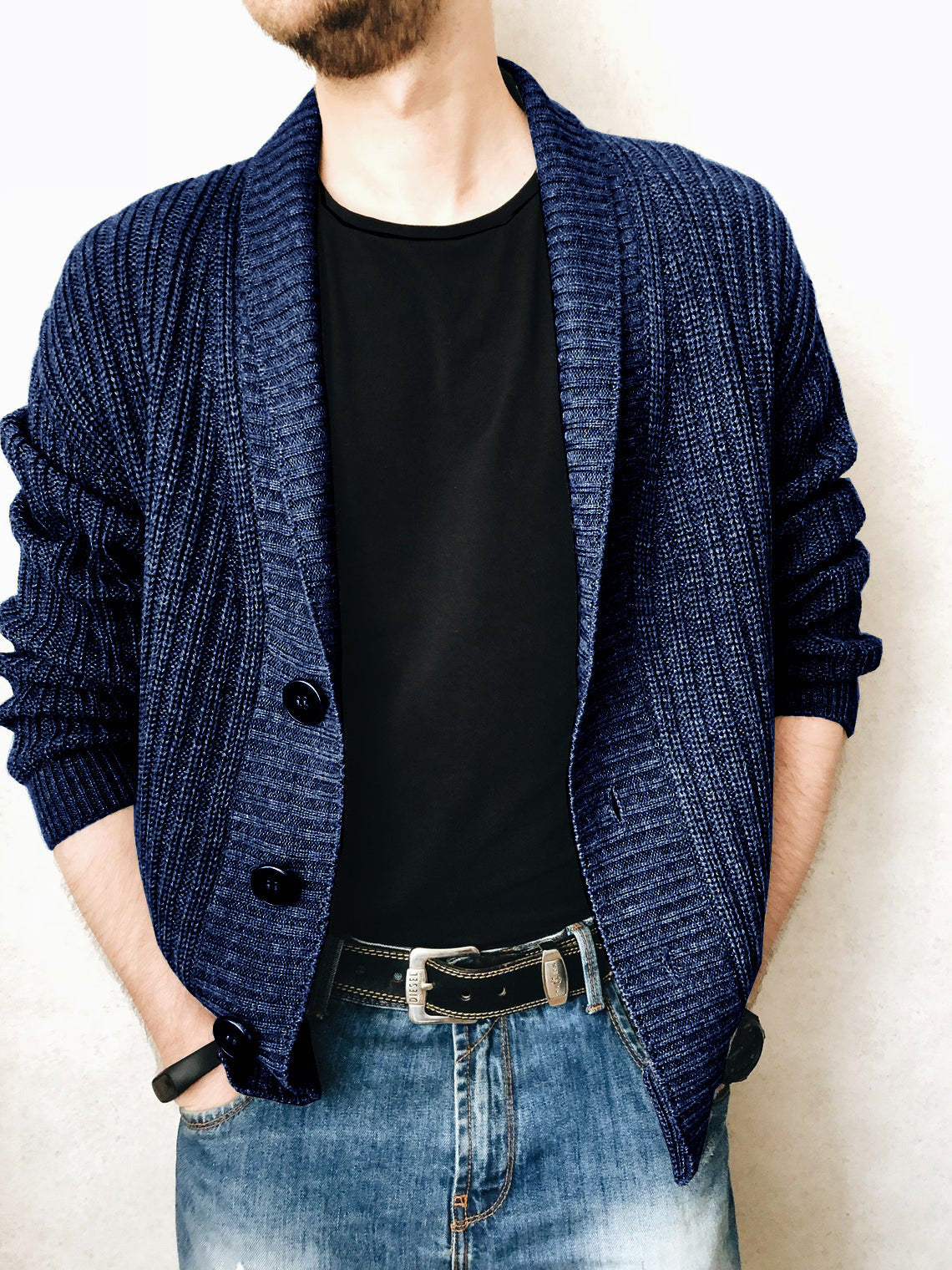 Herren Strickjacke Pullover Langarm Urban V-Ausschnitt Herren Strickwaren