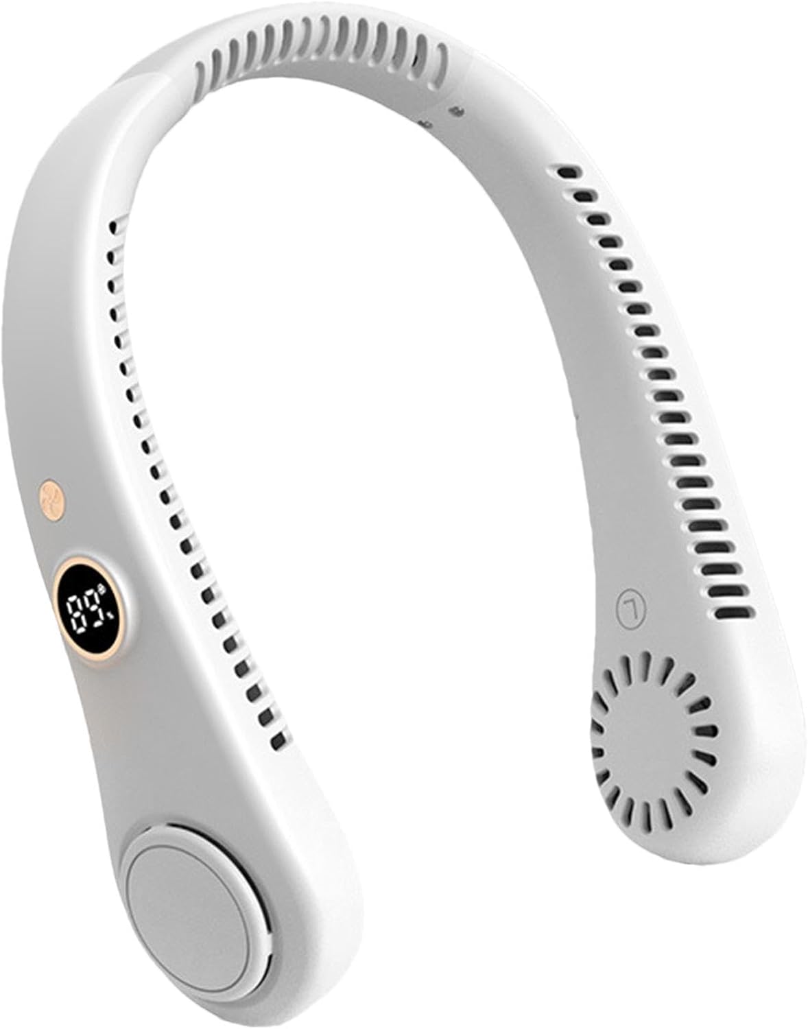 Tragbarer Ventilator, freihändiger Ventilator ohne Flügel, wiederaufladbar, Kopfhörer-Design, USB-betriebener Kühlventilator für Damen und Herren, 5 Geschwindigkeiten