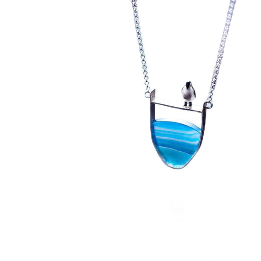 Halskette Schmuck Ketten Frauen Herren Halskette Halskette 925 Sterling Silber Natürliche Achat Edelsteine ​​Edeler Schmuck Schöne Pinguin-Halskette Mit Anhänger Für Frauen