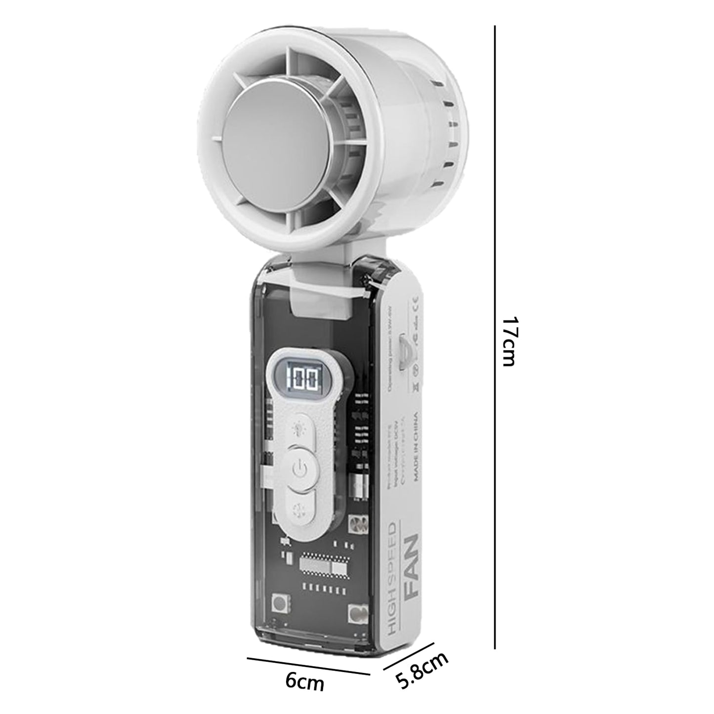 Eznaobo Tragbarer Kühlventilator, Geschwindigkeit (1100), Verstellbare Mini-Turbo- Üfter, Ventilator Mit , 180 Verstellbarer, Wiederaufladbarer Für Reisen, Camping, 3600 Mah, L
