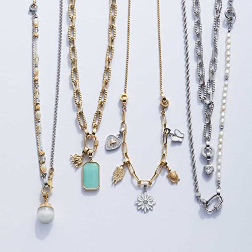 Leonardo Jewels Clip&amp;Mix Lilo Anhänger, Ketten-Anhänger aus Edelstahl, 2,5 cm, kleiner Eulen Armband-Charm, Gold, Damen Schmuck, 022886