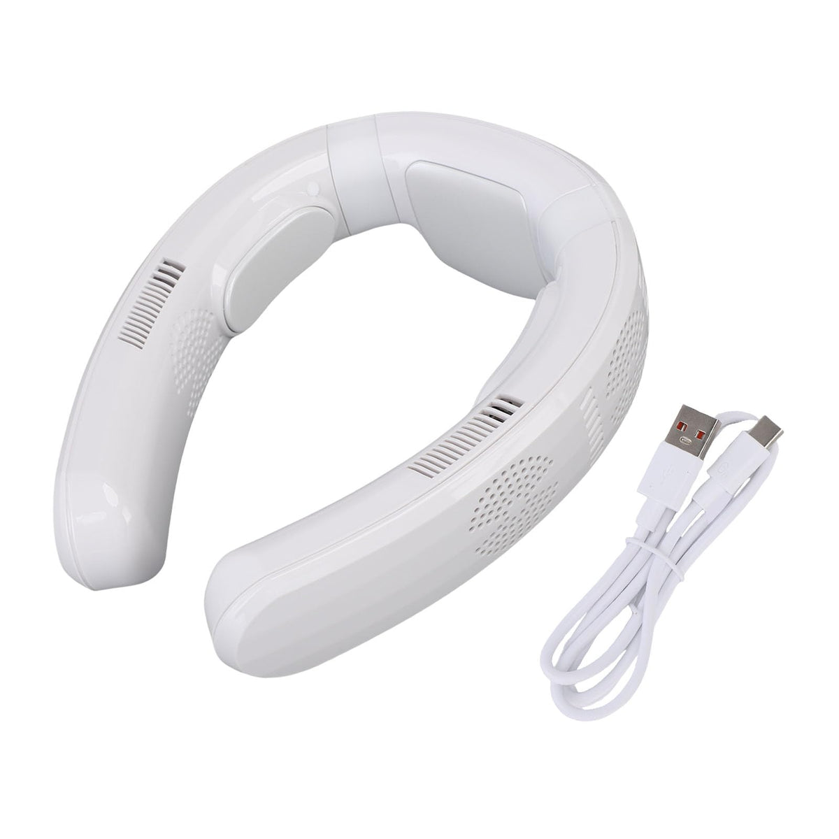 Wakects Tragbarer Nackenventilator, ABS-PP, Tragbarer Ventilator, 10000 MAh Akku, 3 Geschwindigkeiten, Kühlung, Heizung, Leiser Halbleiter für Strand, Radfahren, Camping, Kreuzfahrt, Reisen (WHITE)