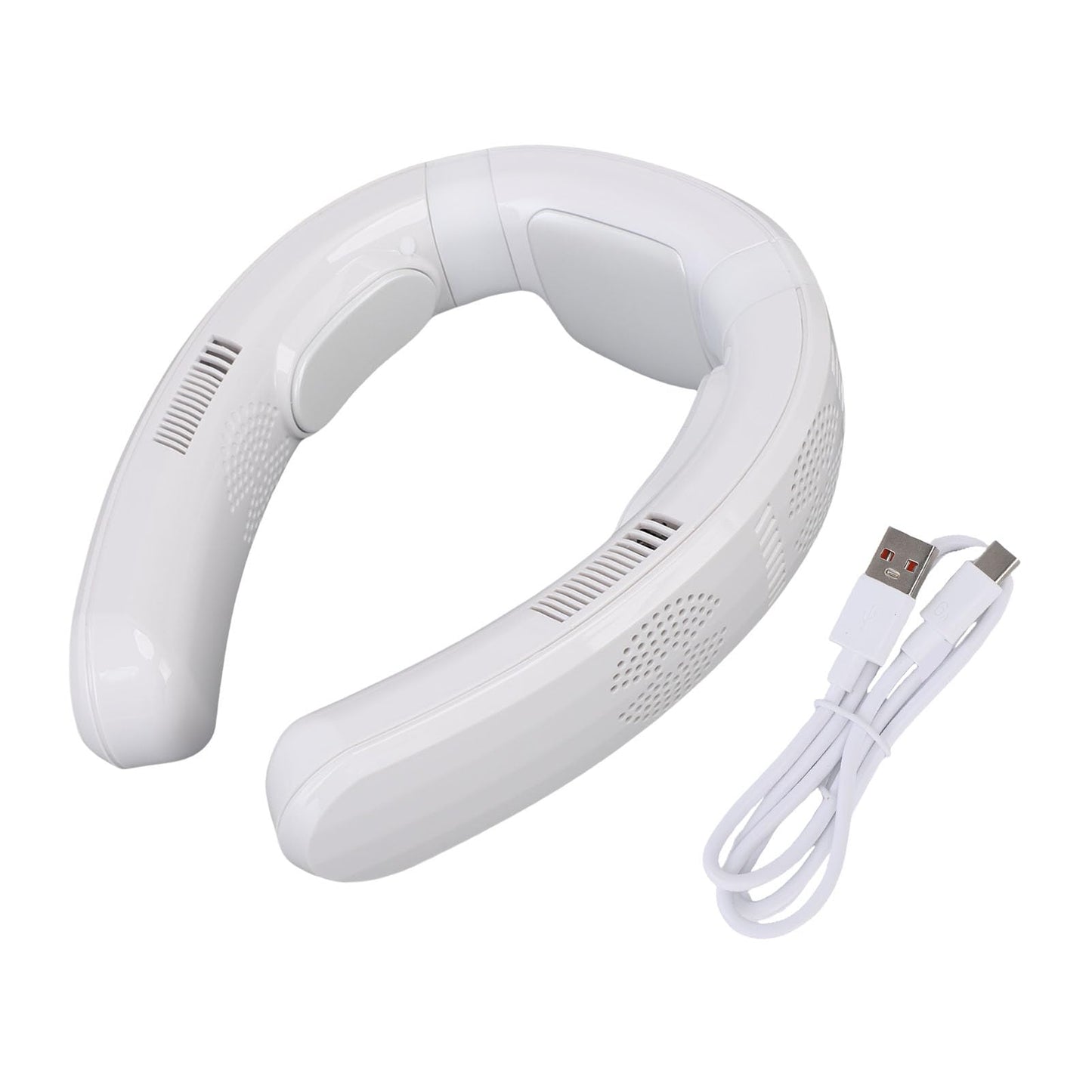 Tragbarer Nackenventilator mit Kühlung und Heizung, wiederaufladbarer tragbarer Ventilator mit 10.000 mAh, 3 Geschwindigkeiten, Halbleitertechnologie, leise für Reisen, Strand, (Helles Schwarz)