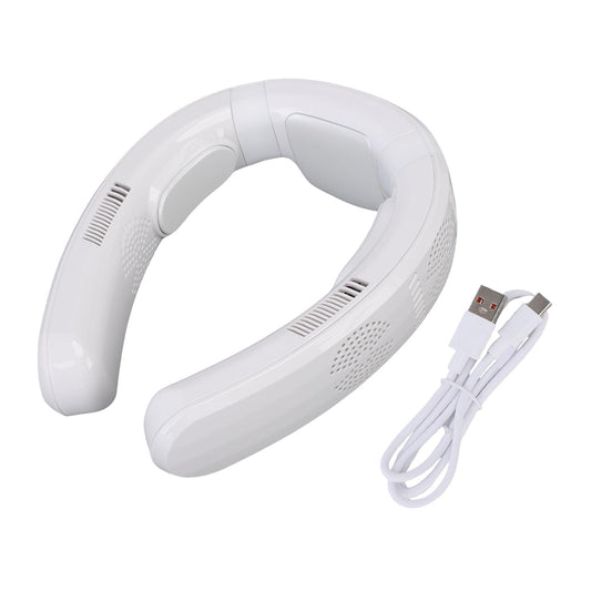 Tragbarer Nackenventilator mit Kühlung und Heizung, wiederaufladbarer tragbarer Ventilator mit 10.000 mAh, 3 Geschwindigkeiten, Halbleitertechnologie, leise für Reisen, Strand, (Helles Schwarz)