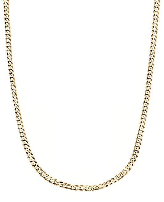 Savlano Halskette aus 925er Sterlingsilber, 14 Karat vergoldet, 3 mm, italienische massive Panzerkette mit kubanischen Gliedern für Damen und Herren, hergestellt in Italien, wird in einer Geschenkbox geliefert (24, 3 mm)