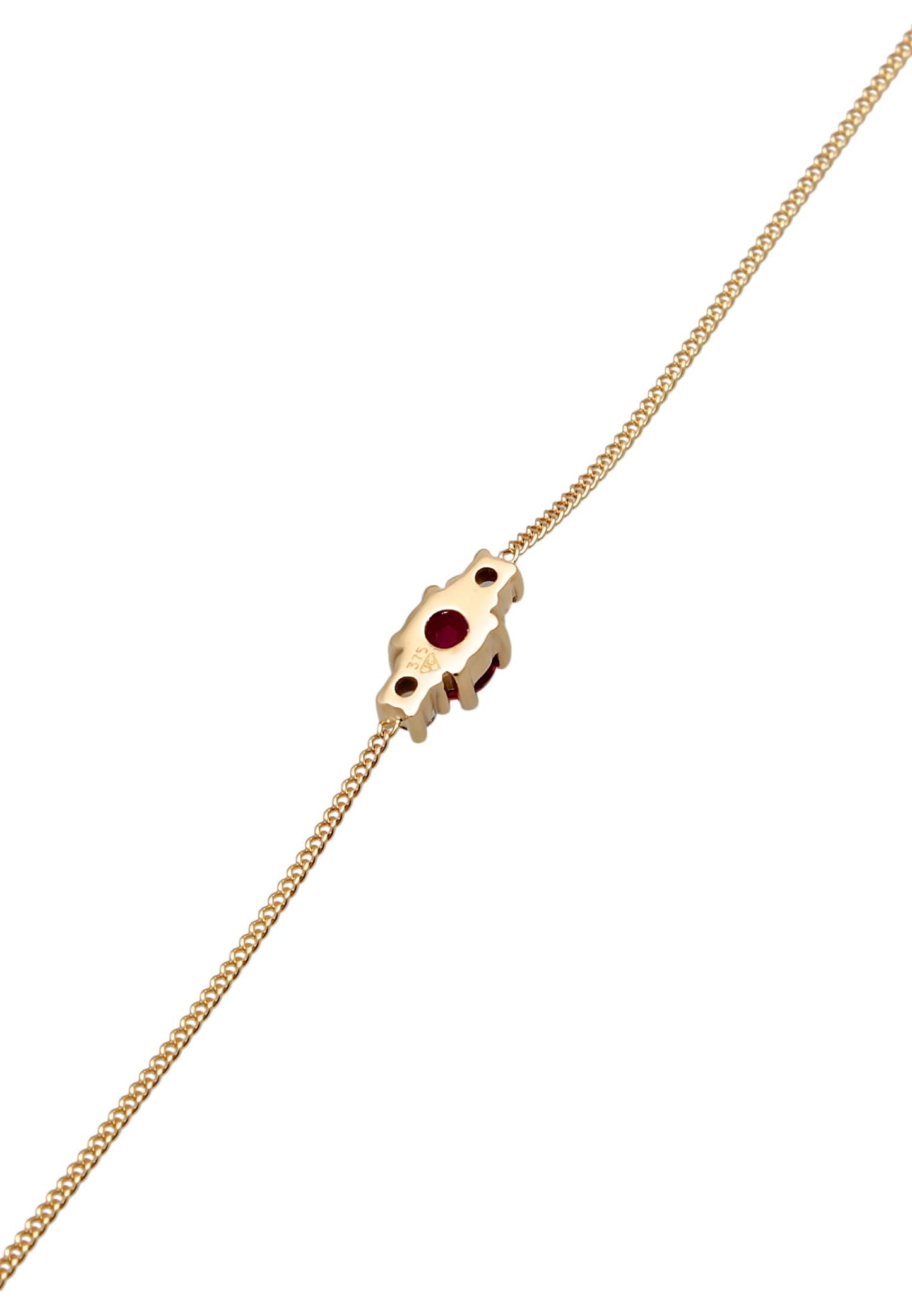 HG HAZE & GLORY Armband Damen aus 375 Gelbgold, Schmuck Frauen, Gold mit Anhänger, mit Rubin und Topas, Liebe, Rubi Delight, 16 cm