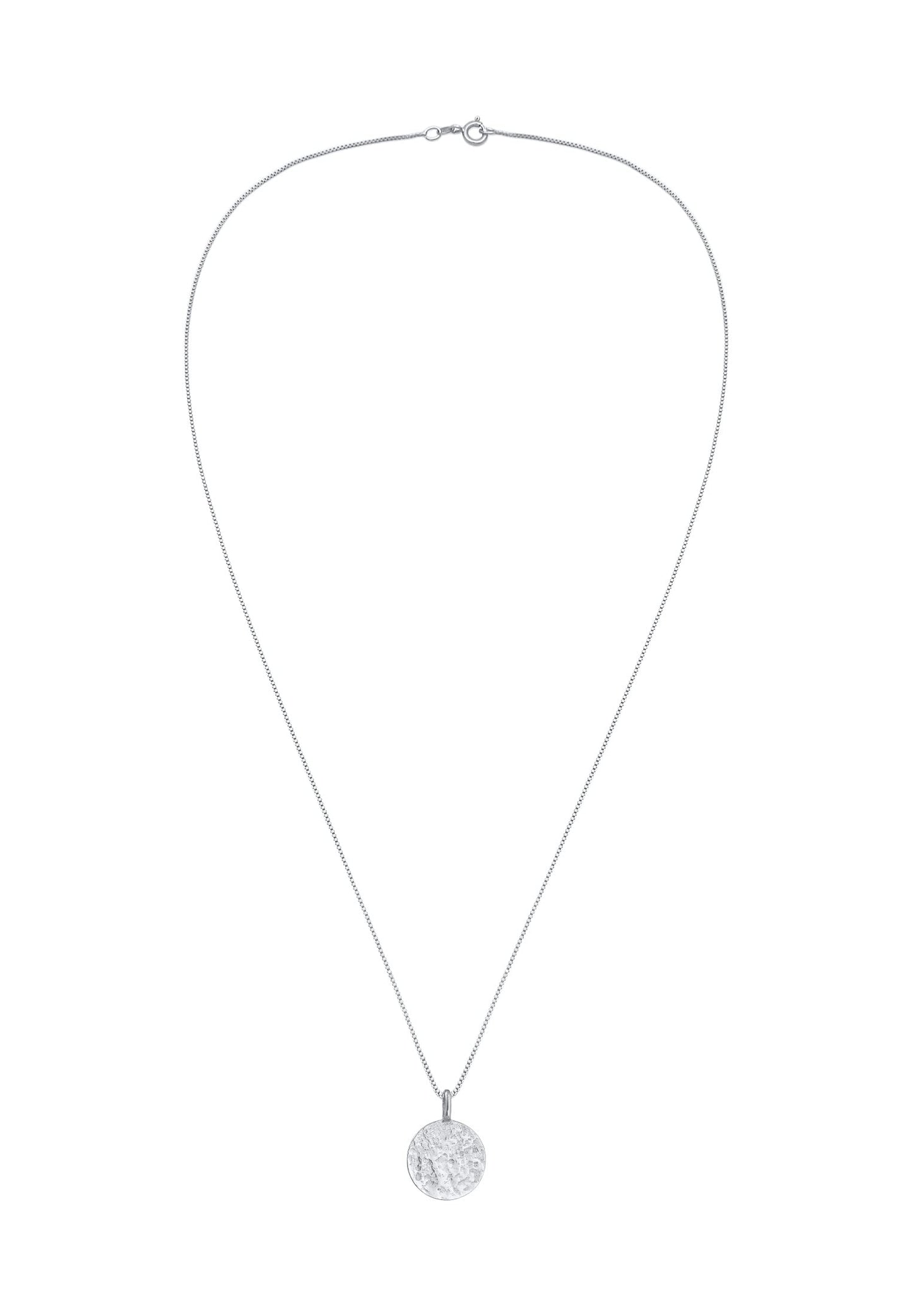 Kuzzoi Herren Silber Halskette mit Coin Anhänger Rund (15 mm), Halskette für den Mann in 925 Sterling Silber, Kette mit strukturierten Plättchen, Herrenkette mit runden Anhängern handgearbeitet