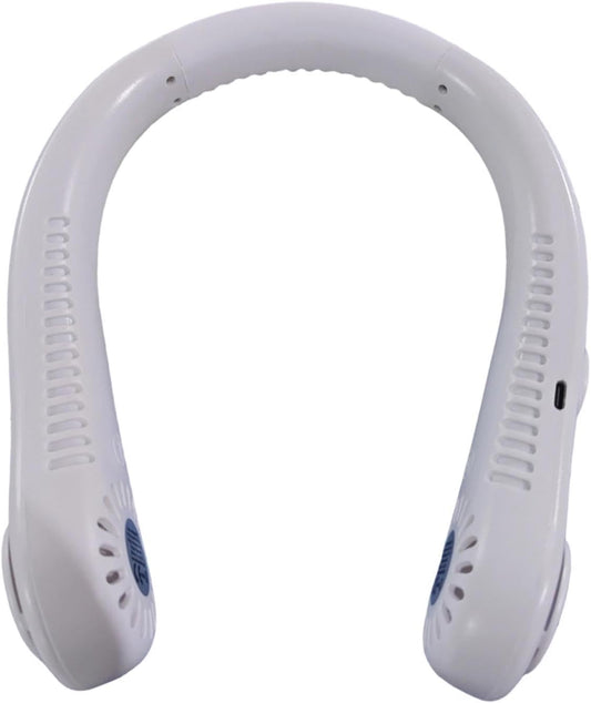 Tragbarer Ventilator, freihändiger Ventilator ohne Flügel, wiederaufladbar, Kopfhörer-Design, USB-betriebener Kühlventilator für Damen und Herren, 5 Geschwindigkeiten