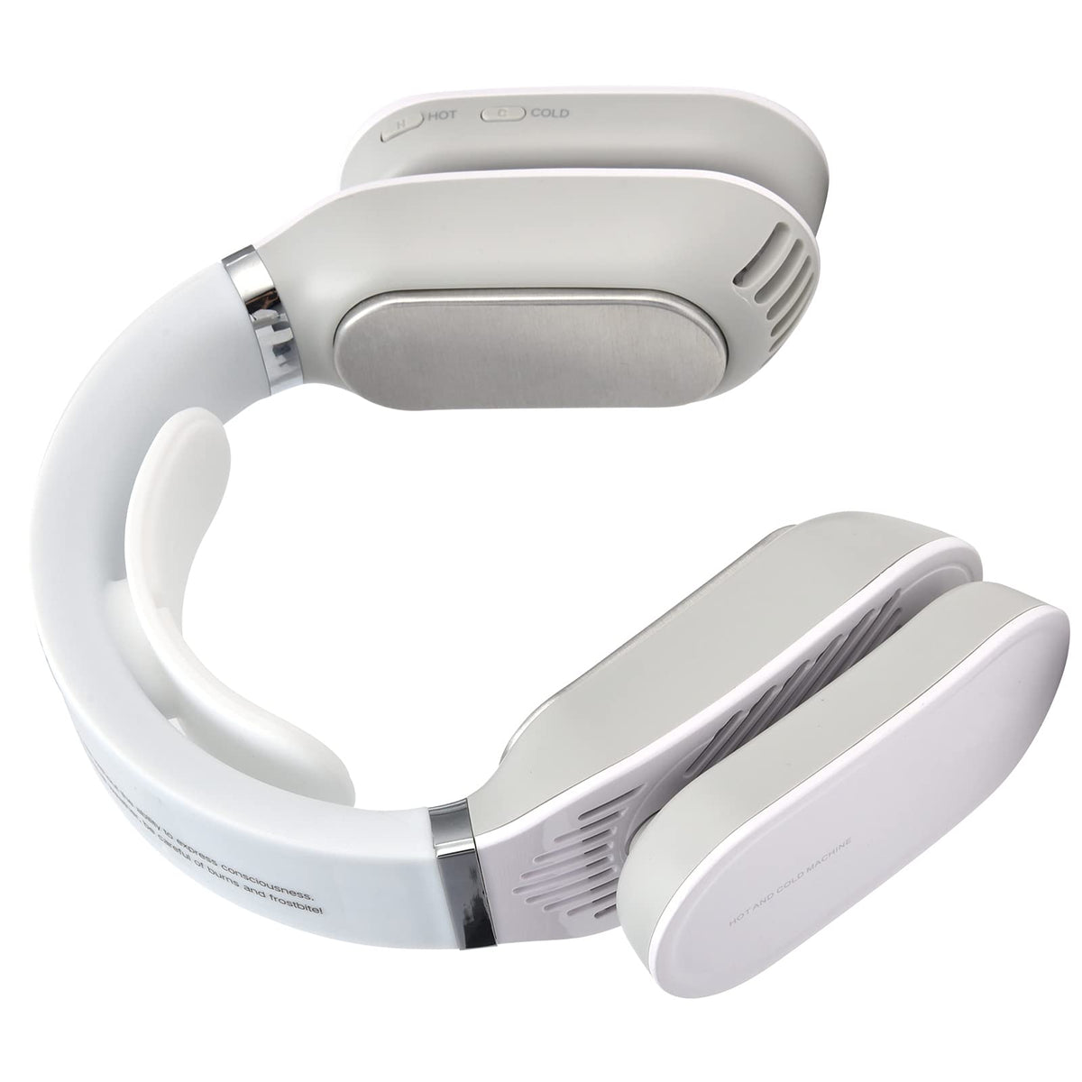 Cocoarm Nackenventilator, Tragbarer Nackenventilator mit Heiz- und Kühlfunktion, Luftfahrt-Aluminiumblech, 3 Kälte- und 3 Wärmestufen, Geräuscharmes RGB-Licht für Reisen, Wandern, Studium, Büro (BLUE)