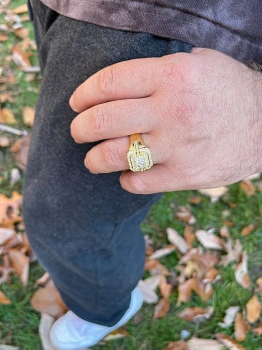 1,6 Karat Moissanitring für Herren – echter Clusterring aus 14 Karat Gold Vermeil, massives 925er Sterlingsilber – Hip-Hop-Baguette-Ring – GRA-zertifizierte VVS-D-Farbe – Pinky-Ring (7)