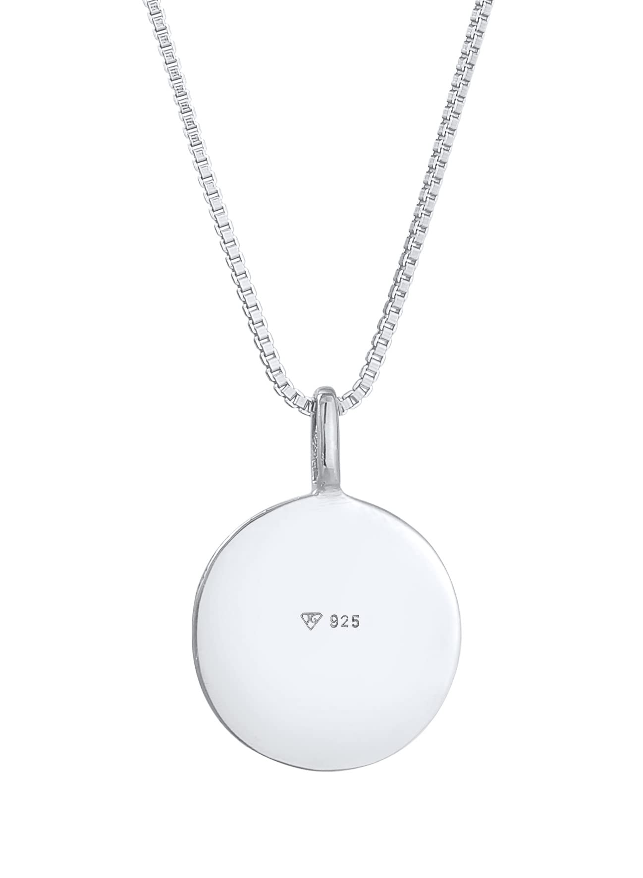 Kuzzoi Herren Silber Halskette mit Coin Anhänger Rund (15 mm), Halskette für den Mann in 925 Sterling Silber, Kette mit strukturierten Plättchen, Herrenkette mit runden Anhängern handgearbeitet