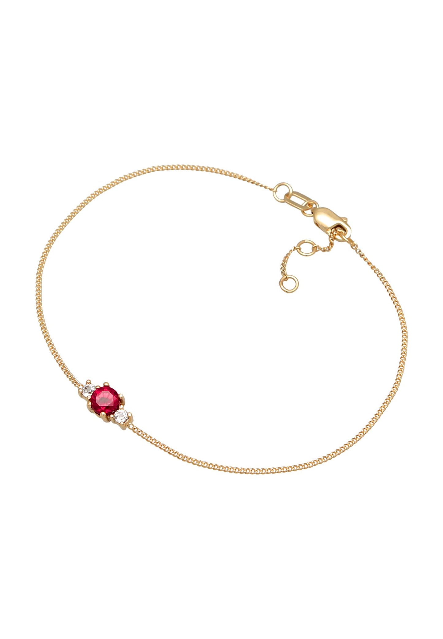 HG HAZE & GLORY Armband Damen aus 375 Gelbgold, Schmuck Frauen, Gold mit Anhänger, mit Rubin und Topas, Liebe, Rubi Delight, 16 cm