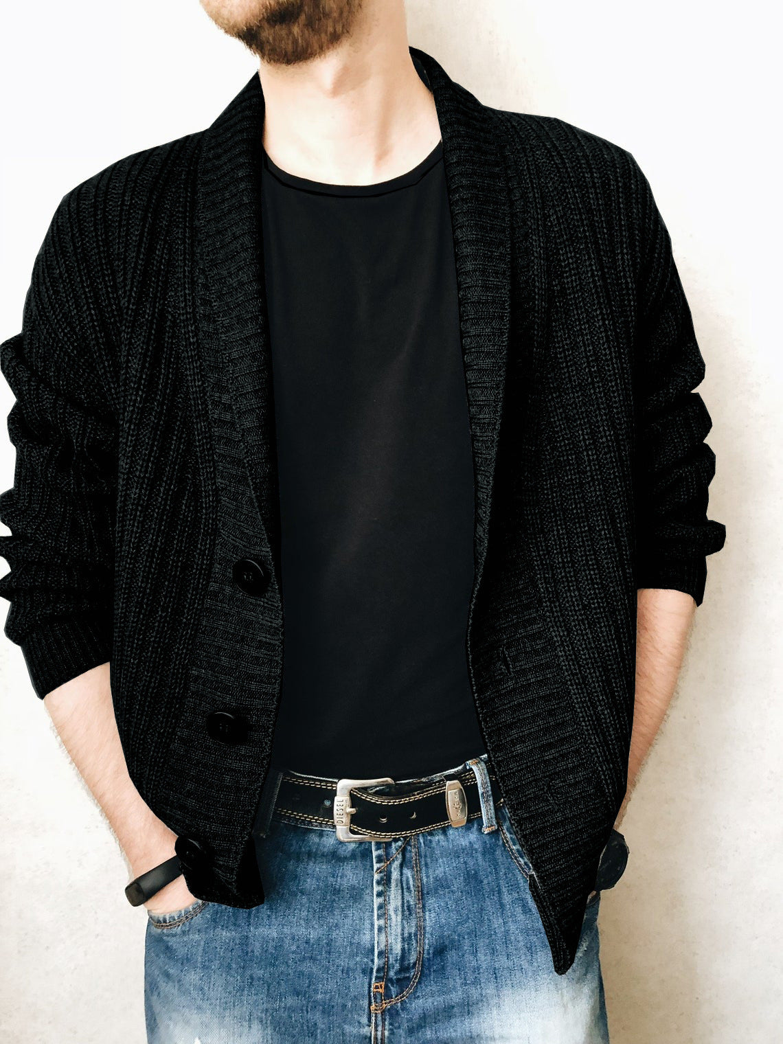 Herren Strickjacke Pullover Langarm Urban V-Ausschnitt Herren Strickwaren