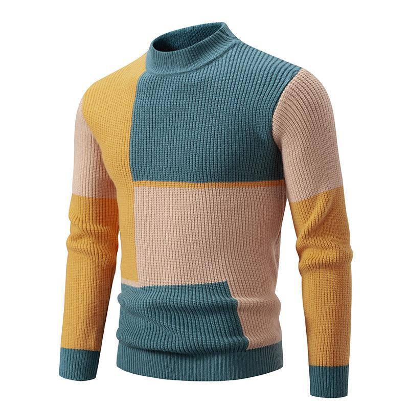 Herren Strickpullover Farbstiche Stehkragen