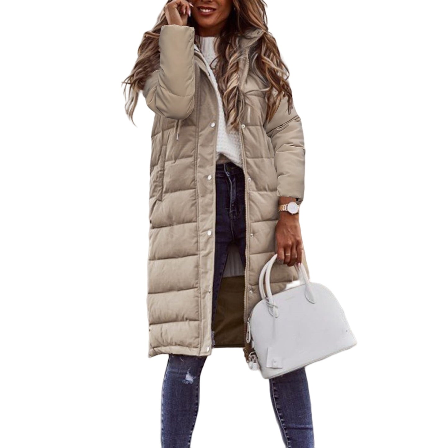 Mit Kapuze Einreihig Mittellang Baumwolle Kleidung Langarm Schlank