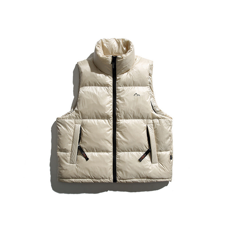 Glänzend Stehkragen Druck Daunenweste Herren Verdickt