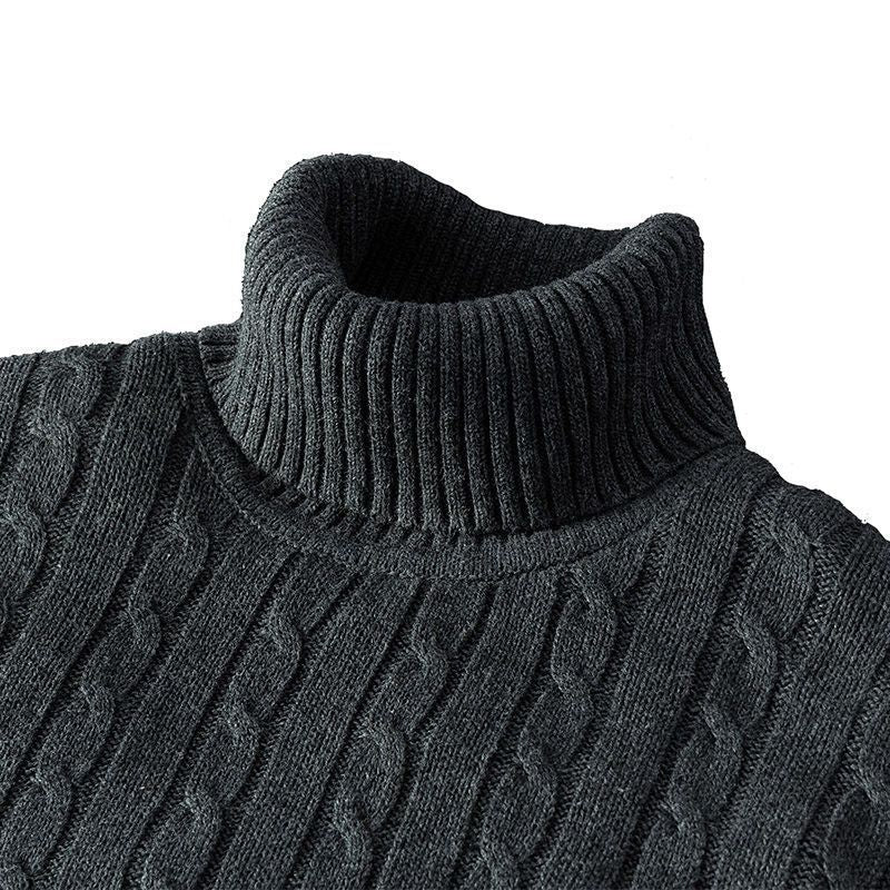 Dicker, mit Fleece gefütterter Rollkragenpullover aus komplexem Lazy Thermal Thread