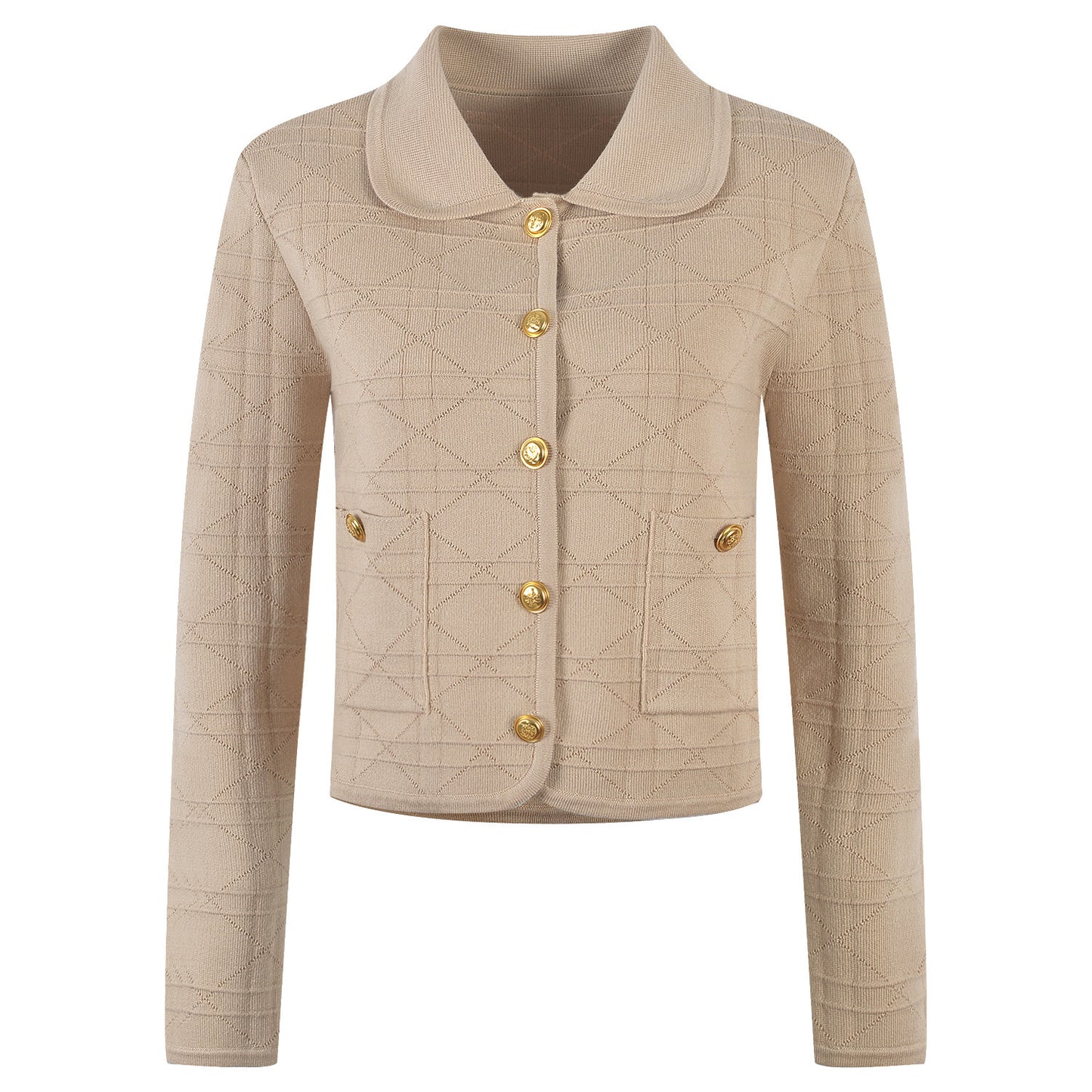 Temperamentvoller Pendelpullover mit geprägter goldener Knopftasche und langen Ärmeln