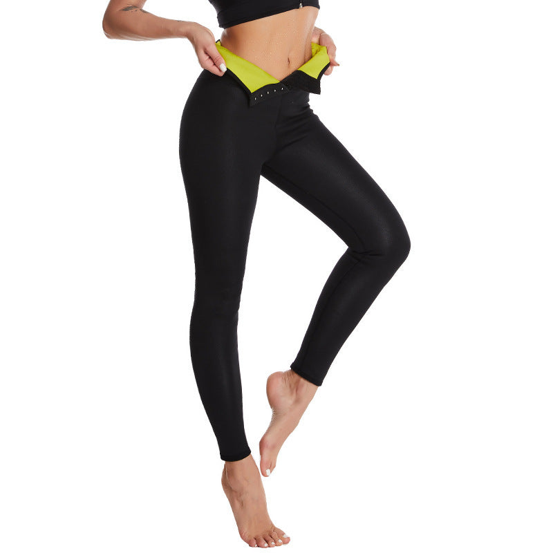 Neopren High-waisted Hose Nine Points Violent Trainingsanzug Dreireihig