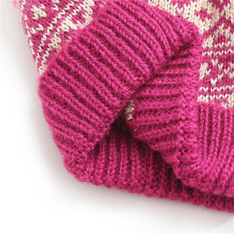 Winter Versatile Diamond Plaid Two-Color Contrast Hat