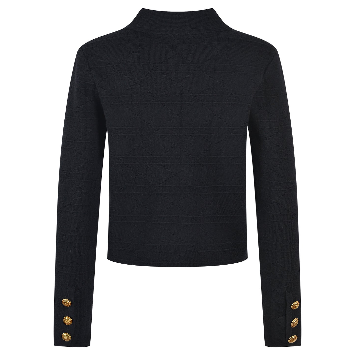 Temperamentvoller Pendelpullover mit geprägter goldener Knopftasche und langen Ärmeln