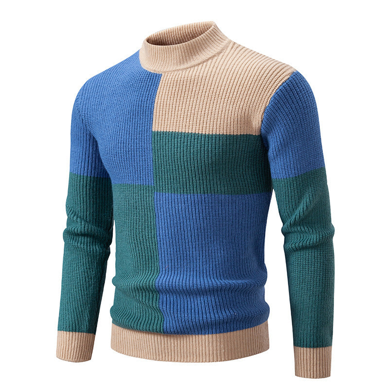 Herren Strickpullover Farbstiche Stehkragen