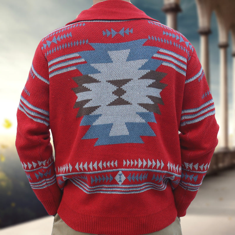 Herren Herbst und Winter Vintage Jacquard Pullover
