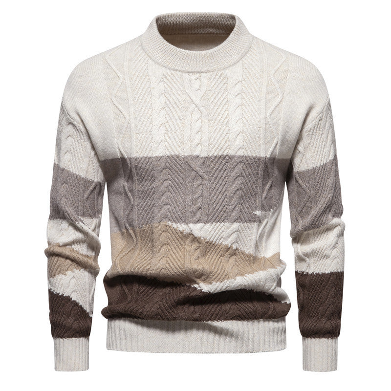 Strickwaren Herren American Retro Europäische Größe Farblich abgestimmter Freizeitmantel Herbst und Winter Neuer Rundhalspullover