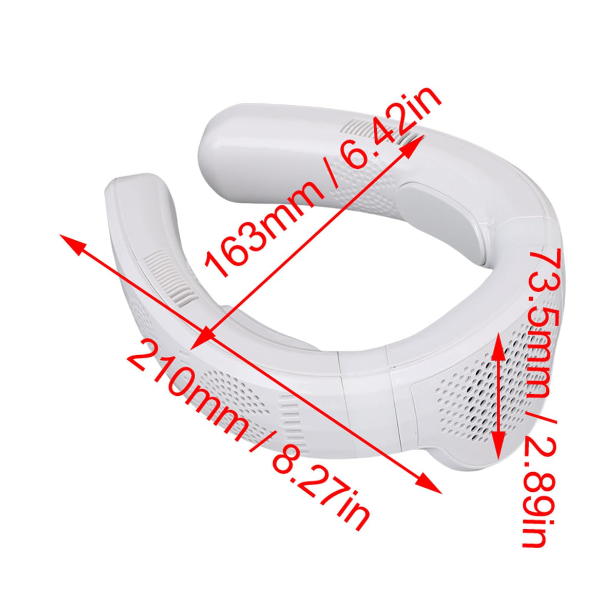 Wakects Tragbarer Nackenventilator, ABS-PP, Tragbarer Ventilator, 10000 MAh Akku, 3 Geschwindigkeiten, Kühlung, Heizung, Leiser Halbleiter für Strand, Radfahren, Camping, Kreuzfahrt, Reisen (WHITE)