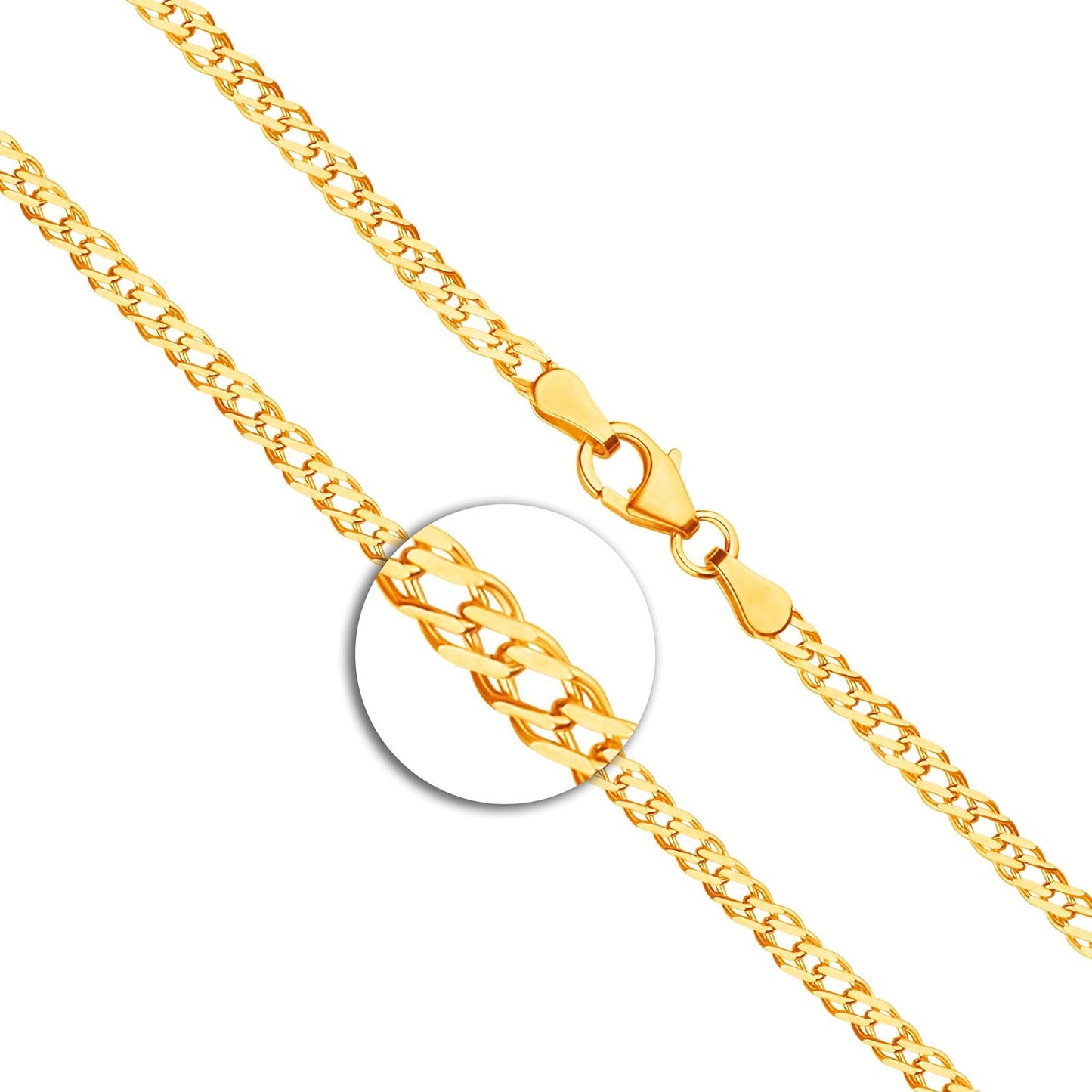 EDELIND Feines Armband Damen Herren Echt Gold 2,9 mm Zwillingspanzerkette aus 333 Gelbgold Goldarmband Länge 21 cm mit Geschenkbox Made in Germany