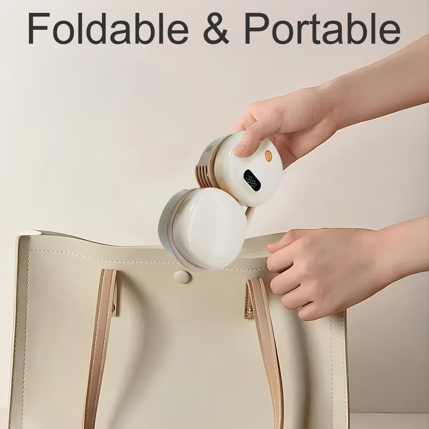 Foldable USB Rechargeable Neck Hanging Fan, 360° Flexibler Faltbarer Halsventilator, Wiederaufladbar Nackenventilator mit LED-Anzeige & 3 Stufen, Leise Persönlicher Ventilator für Büro Reisen (Weiß)
