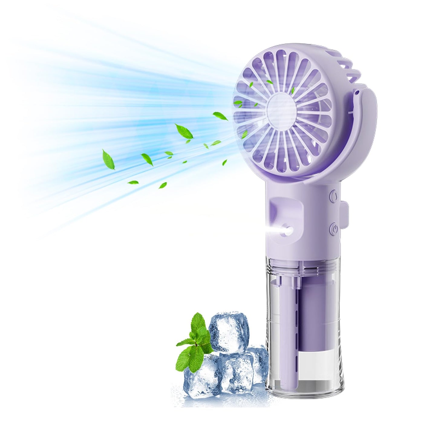 Handventilator mit Wasserkühlung, Tragbarer Handventilator USB Wiederaufladbarer, 4 Geschwindigkeiten, Mini Ventilator mit Wasserkühlung Hand, Ventilator Akku Hand Fan für Reisen Büro (Lila)