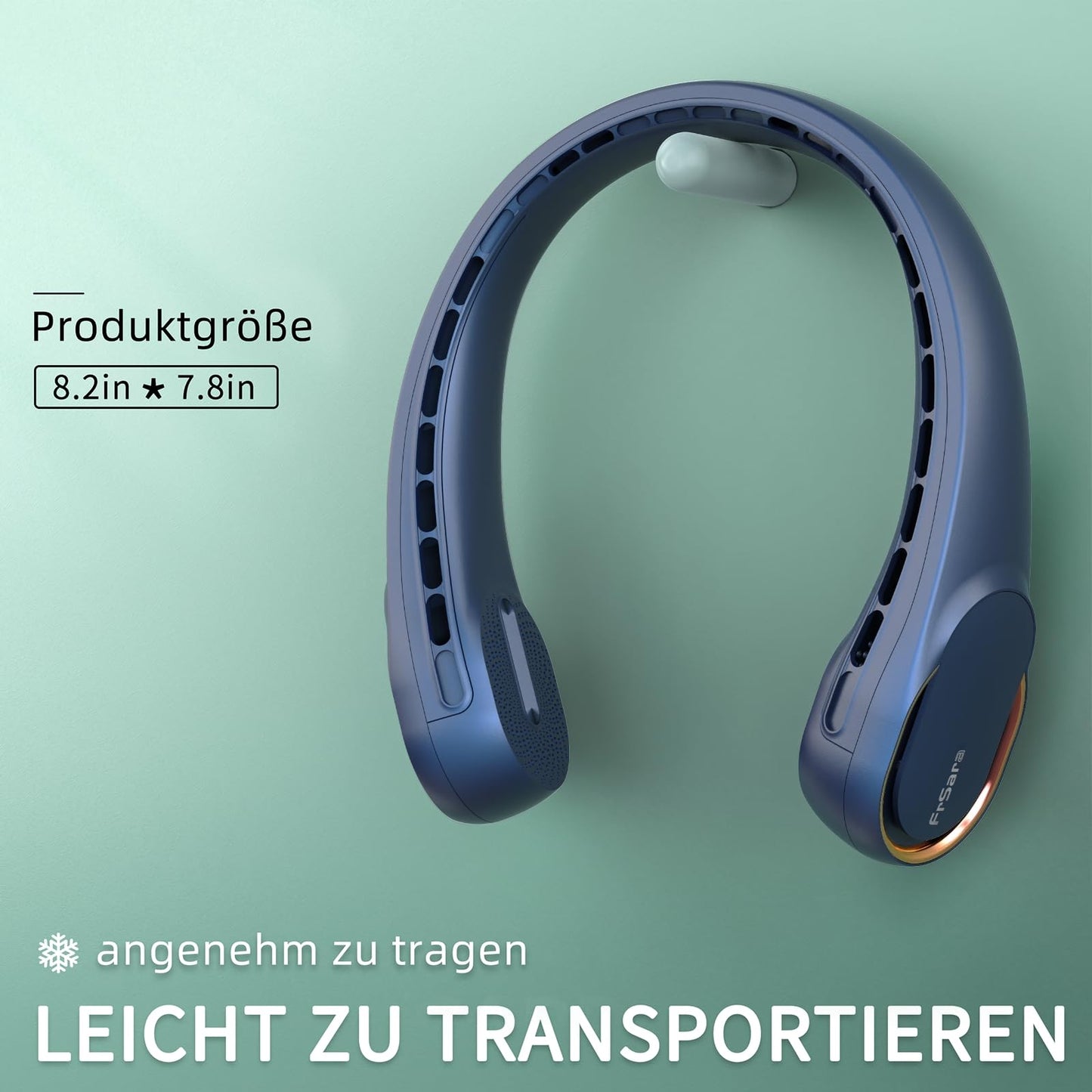FrSara Nackenventilator, Tragbarer leiser Halsventilator mit 4000mAh Akku, 360° Luftstrom, Neck Fan 3 Stufen, Anti-Haarverwicklung, für Büro, Pendeln, Reisen, Camping und Outdoor im Sommer, Geschenk