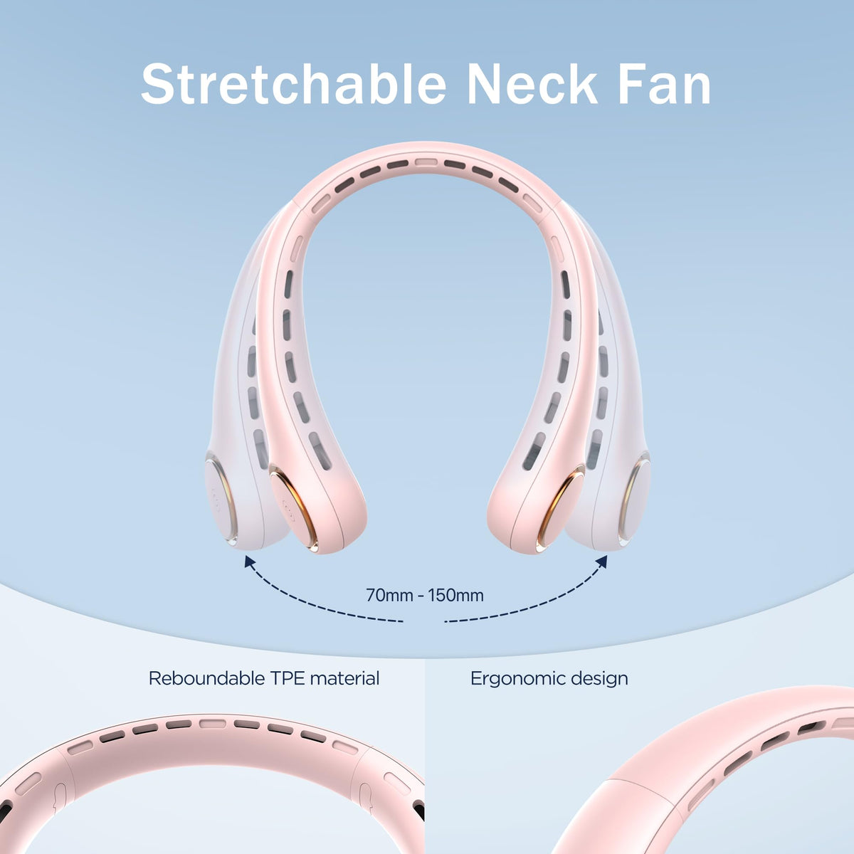 Neck fan, Portable Fan with 5-17H Lifespan, 4000mAh Neck fan air conditioner with 3 Adjustable Speeds and 64 Cool Lights, Rechargeable Neck Fan, Hands-Free Cooling fan for Summer (Black)
