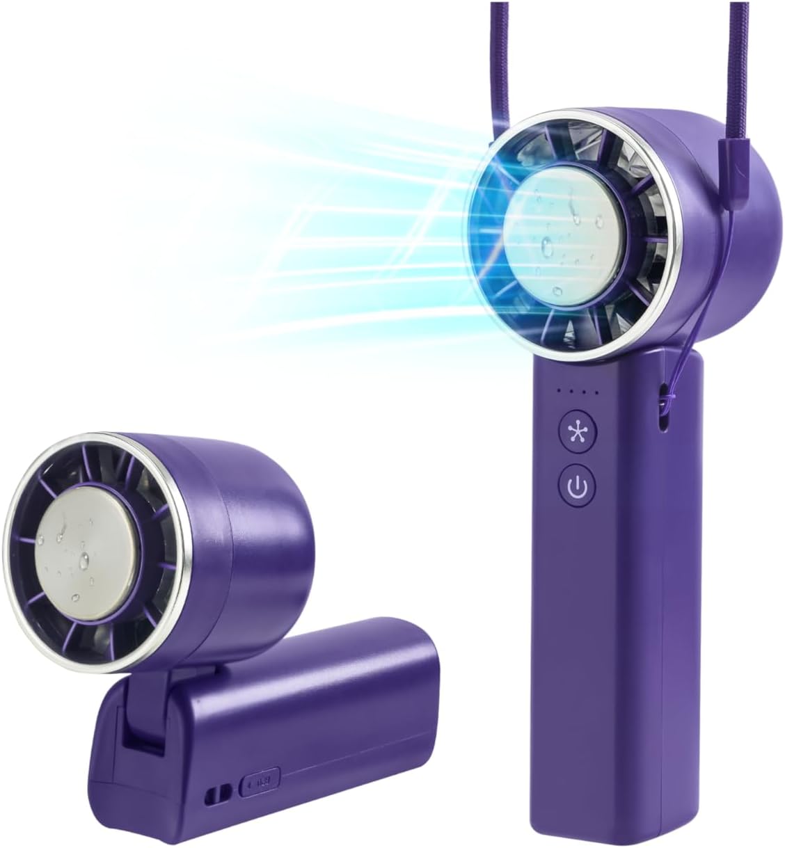 Handventilator, 4 Geschwindigkeiten, verstellbar, 4800 mAh, faltbar, leicht, am Hals getragenes Design, Strandurlaub, tragbarer Ventilator für Reisen, Kühlung für Camping, Outdoor und Indoor