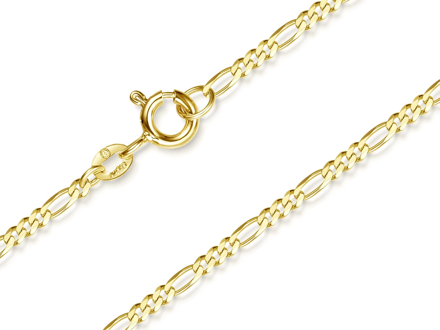 Edles Figarokette Armband Breite 2mm | aus echt 585 Gold | hochglanzpoliertes Armband | Echtgold mit Federringverschluß