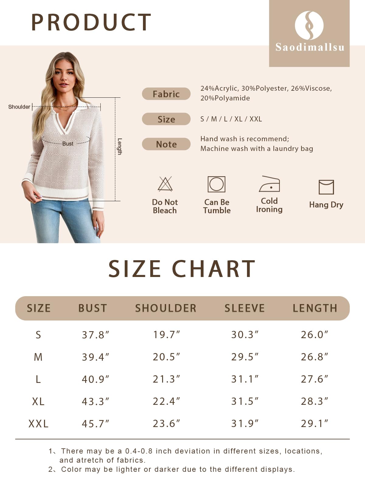 Saodimallsu Damen Herbstpullover Tops Revers V-Ausschnitt Strickpullover Farbblock Langarm Lässig Weich Pullover Shirt Grün