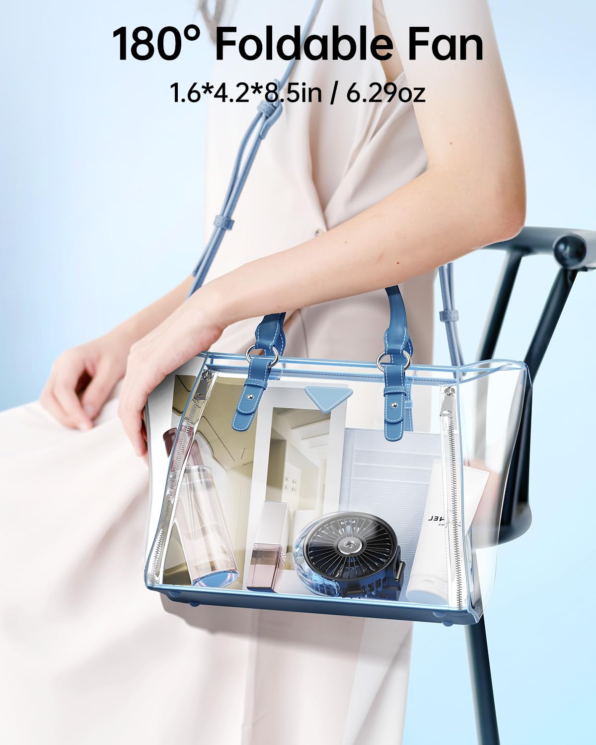 SWEETFULL Portable Misting Fan - 180° Foldable Handheld Personal Fan with Mist Spray, 3 Speeds, 30ml Water Tank, USB Rechargeable - Ideal for Travel, Outdoors, Makeup, Camping, Home, and Office Use