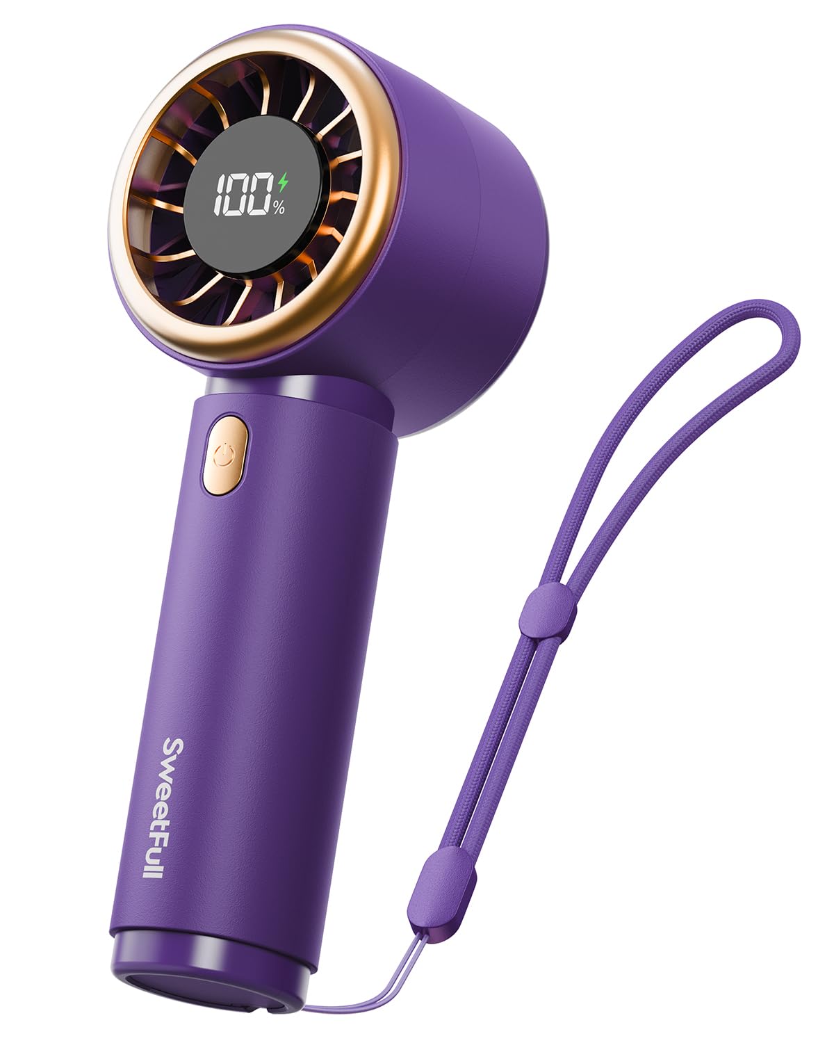 SWEETFULL Mini Fan Portable - Cute Handheld Turbo Fan with Rechargeable Battery, 5 Speeds, Small Hand Personal Travel Essentials for Women, Girls, Kids, Lash, Makeup - Pink