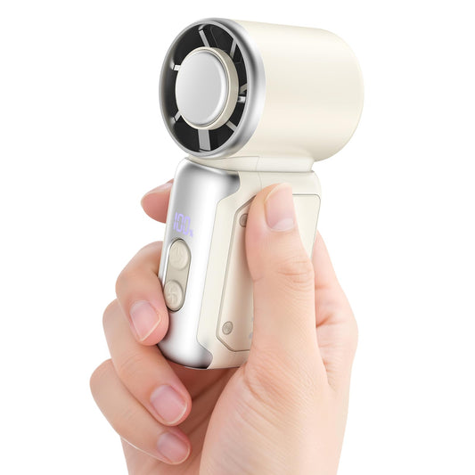 Handventilator,100 Stufen Mini Ventilator mit Eiskühlung,3600mAh Tragbarer Turbo Handventilator Akku Aufladbar,3-in-1 (Hand/Tisch/Neck) Ventilator Klein Leise mit LED Display für Reisen,Büro & Outdoor