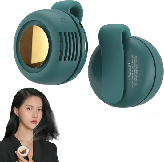 Small Clip Fan,Portable Silent Mini Bladeless Fan Clip On,Tragbarer Clip Ventilator,3 Geschwindigkeiten Mini handventilator,USB Wiederaufladbar Taillenclip-Ventilator,Für Outdoor Büro (Grün)