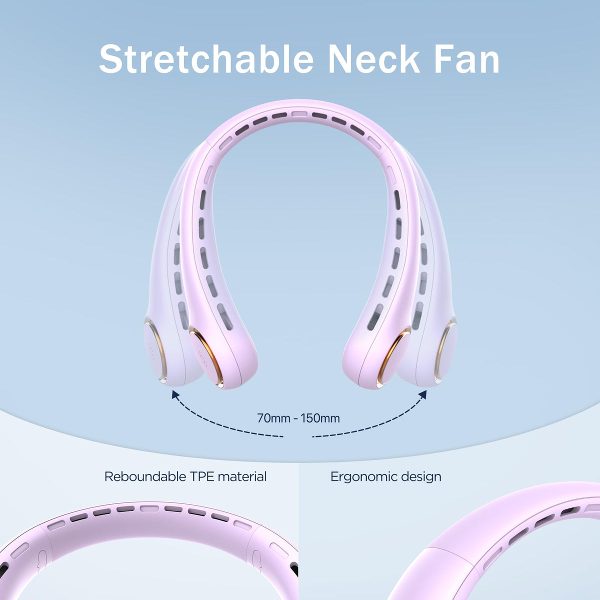 Neck fan, Portable Fan with 5-17H Lifespan, 4000mAh Neck fan air conditioner with 3 Adjustable Speeds and 64 Cool Lights, Rechargeable Neck Fan, Hands-Free Cooling fan for Summer (Black)