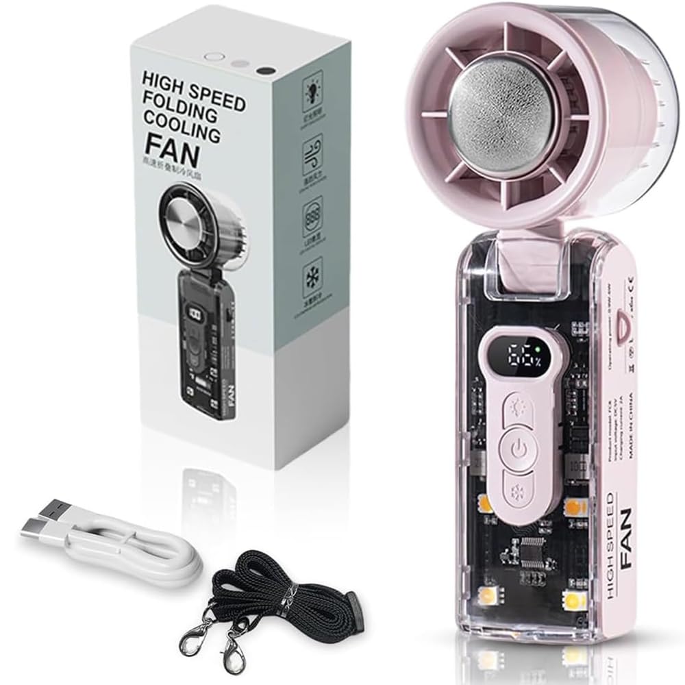 Eznaobo Tragbarer Kühlventilator, Geschwindigkeit (1100), Verstellbare Mini-Turbo- Üfter, Ventilator Mit , 180 Verstellbarer, Wiederaufladbarer Für Reisen, Camping, 3600 Mah, L