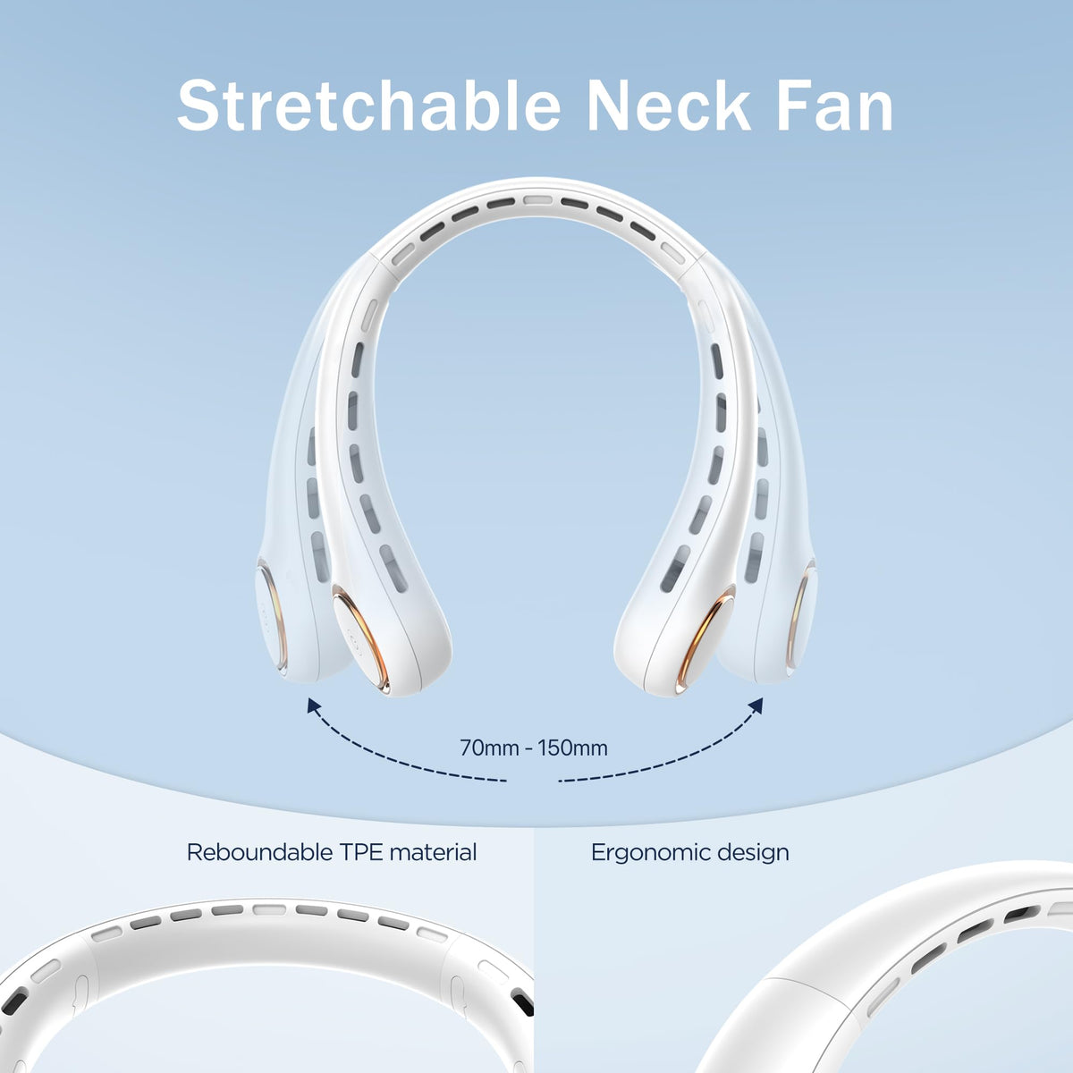Neck fan, Portable Fan with 5-17H Lifespan, 4000mAh Neck fan air conditioner with 3 Adjustable Speeds and 64 Cool Lights, Rechargeable Neck Fan, Hands-Free Cooling fan for Summer (Black)