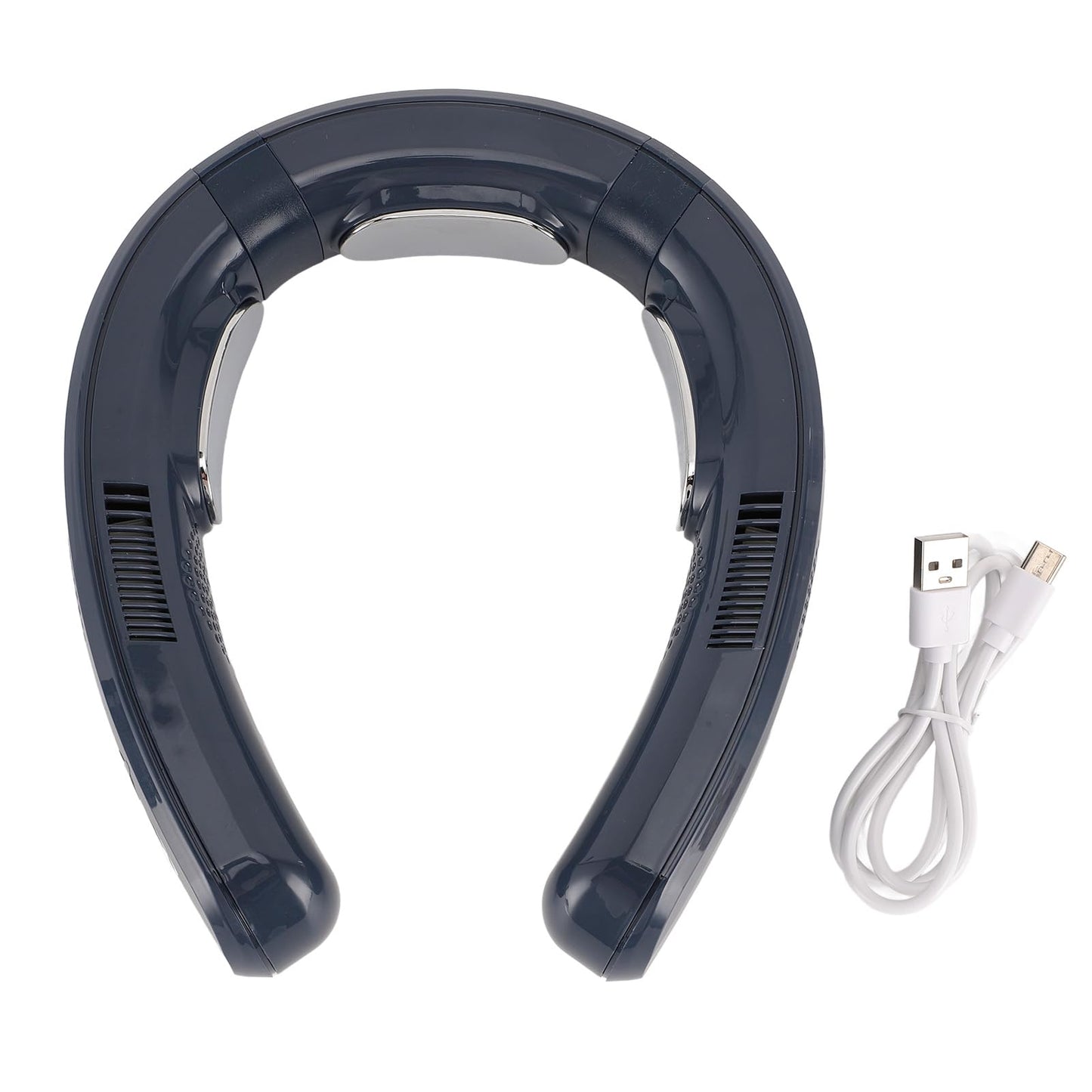 Dilwe Tragbarer Nackenventilator, Blattloser Halbleiter-Kühlventilator, Wiederaufladbare Persönliche Klimaanlage mit 3 Geschwindigkeiten für den Außenbereich (Navy blau)