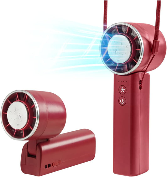 Handventilator, 4 Geschwindigkeiten, verstellbar, 4800 mAh, faltbar, leicht, am Hals getragenes Design, Strandurlaub, tragbarer Ventilator für Reisen, Kühlung für Camping, Outdoor und Indoor