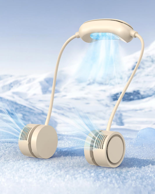 ViSSKO 2026 Neu Kühlung Nackenventilator,Nackenstütze Persönliche Hände frei,3 Geschwindigkeitsstufen Dauerhaft,1600mAh USB-C wiederaufladbarer Akku für Arbeit,Reisen,Outdoor-Sport,Zuhause Aprikose