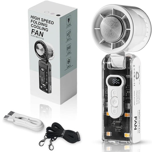Tragbarer Kühlventilator, Geschwindigkeit (1100), Verstellbare Mini-Turbo- Üfter, Ventilator Mit , 180 Verstellbarer, Wiederaufladbarer Für Reisen, Camping, 3600 Mah, L