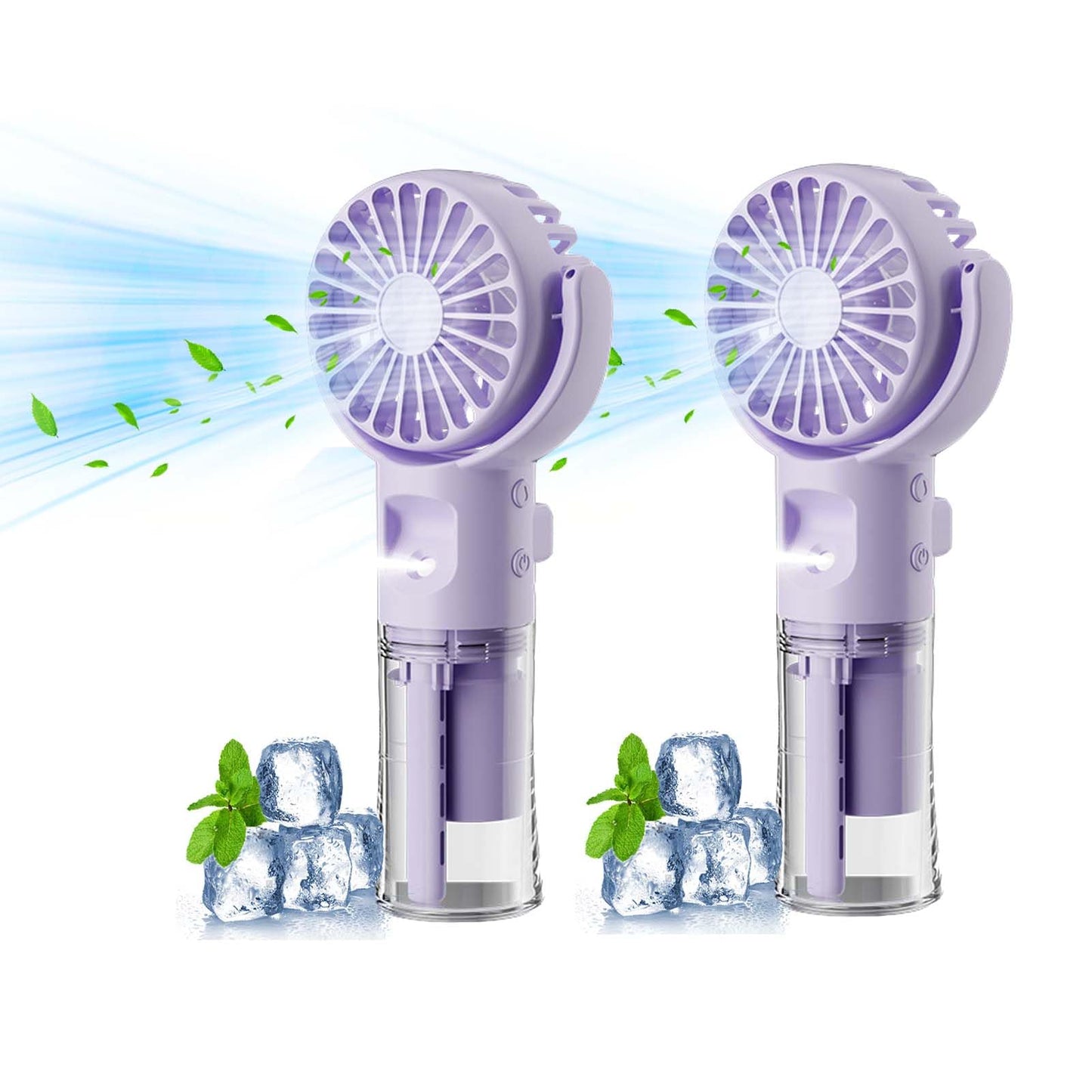 Handventilator mit Wasserkühlung, Tragbarer Handventilator USB Wiederaufladbarer, 4 Geschwindigkeiten, Mini Ventilator mit Wasserkühlung Hand, Ventilator Akku Hand Fan für Reisen Büro (Lila)