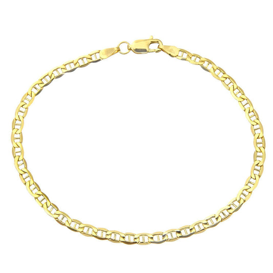 PRINS JEWELS Armband 18 Karat 750 Gold Italienisch Flach Mariner Gelbgold Armkette Breite 3 mm (19)
